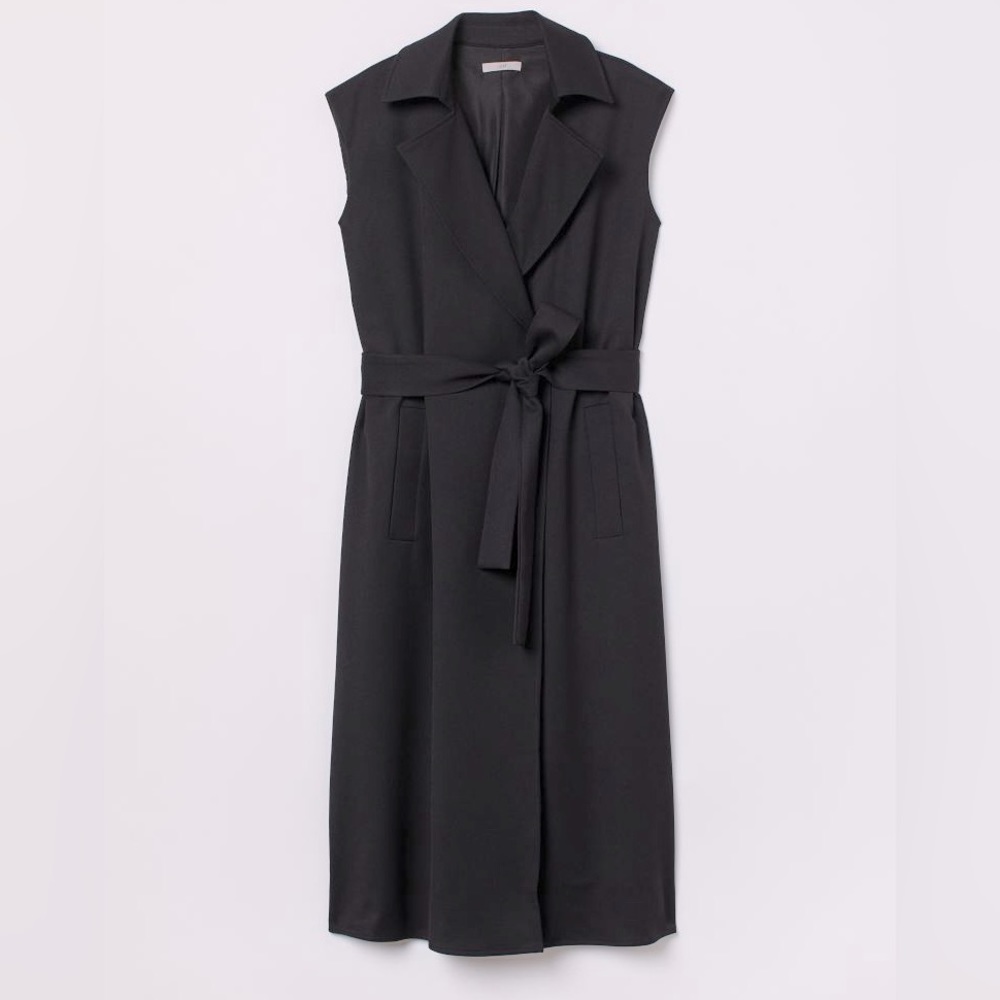 H&M Knee-length Sleeveless Jacket Dress, size S, color black